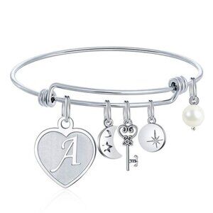 Initial Charm Bracelets for Women Gifts Adjustable Bangle Bracelet